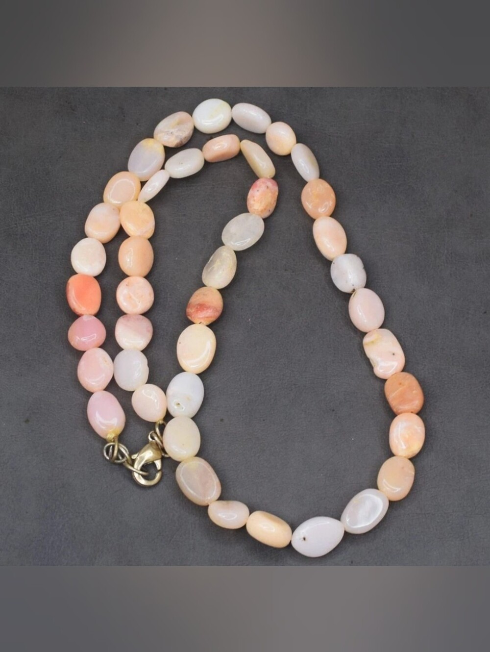 Natural Opal Pink Peach Stone Beaded Necklace - Women Jewelry